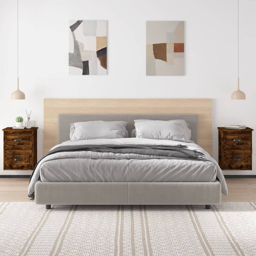 Nachtkastjes 2 St Wandgemonteerd 41,5X36X53 Cm Gerookt Eiken