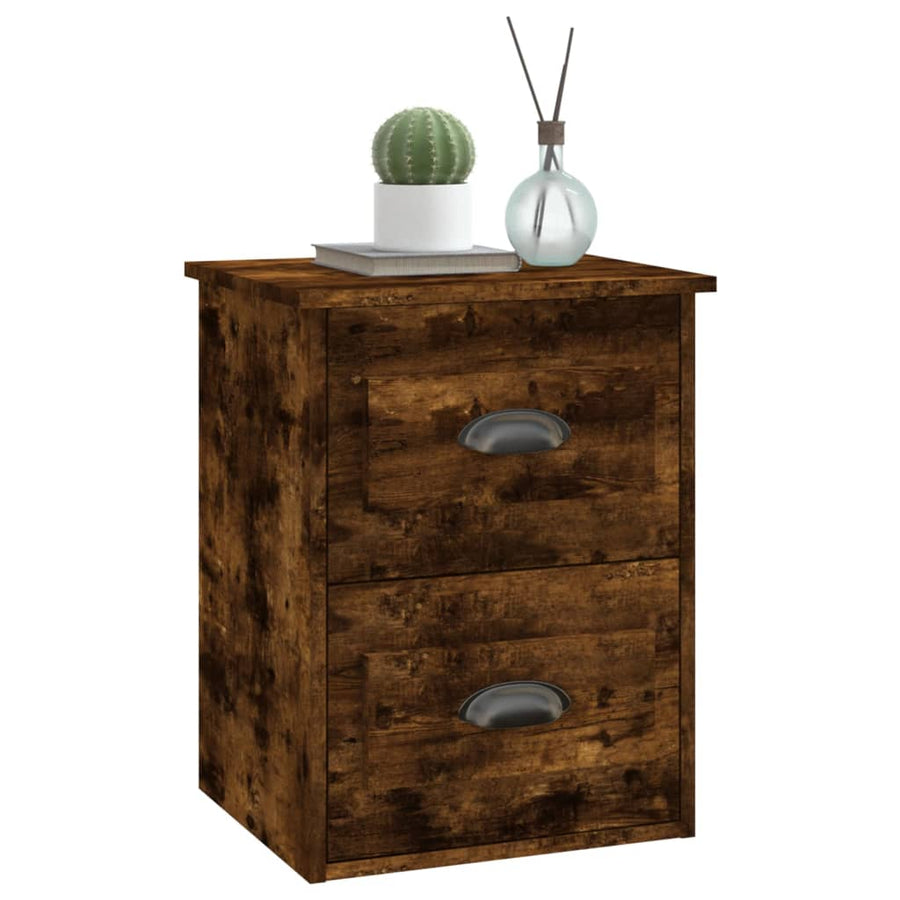Nachtkastjes 2 St Wandgemonteerd 41,5X36X53 Cm Gerookt Eiken