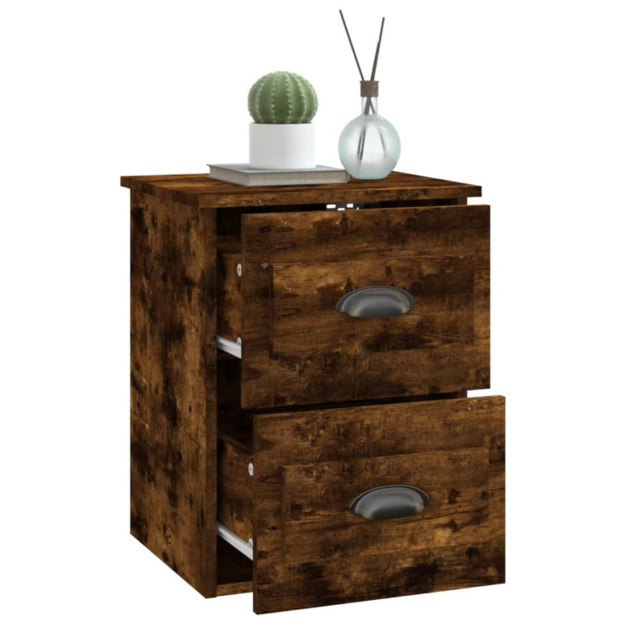 Nachtkastjes 2 St Wandgemonteerd 41,5X36X53 Cm Gerookt Eiken