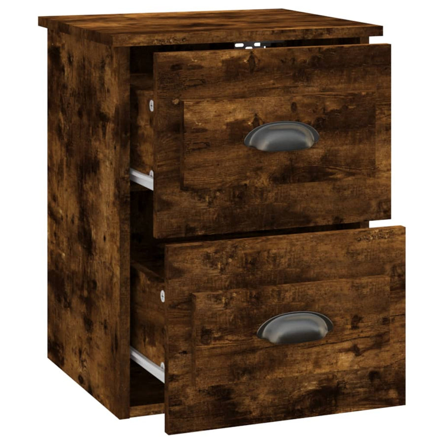 Nachtkastjes 2 St Wandgemonteerd 41,5X36X53 Cm Gerookt Eiken