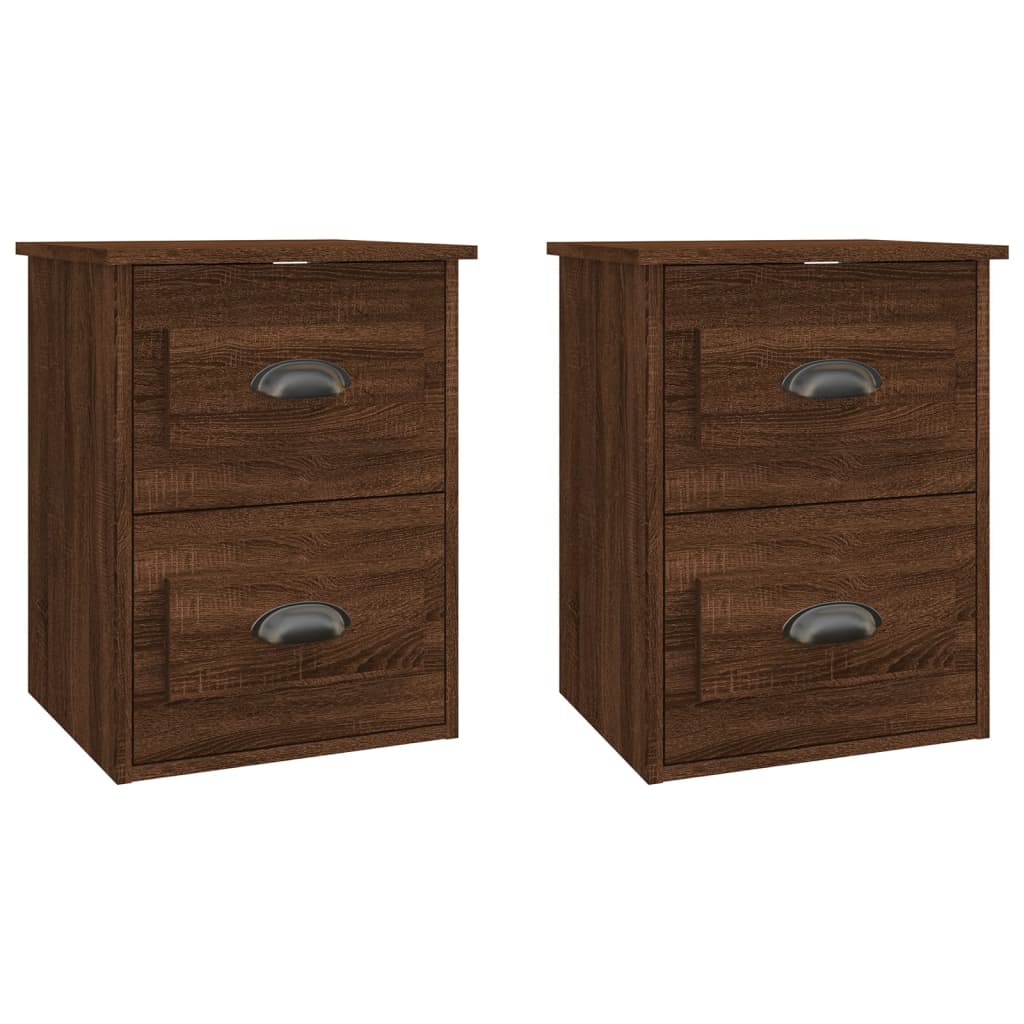 Nachtkastjes 2 St Wandgemonteerd 41,5X36X53 Cm Bruin Eikenkleur