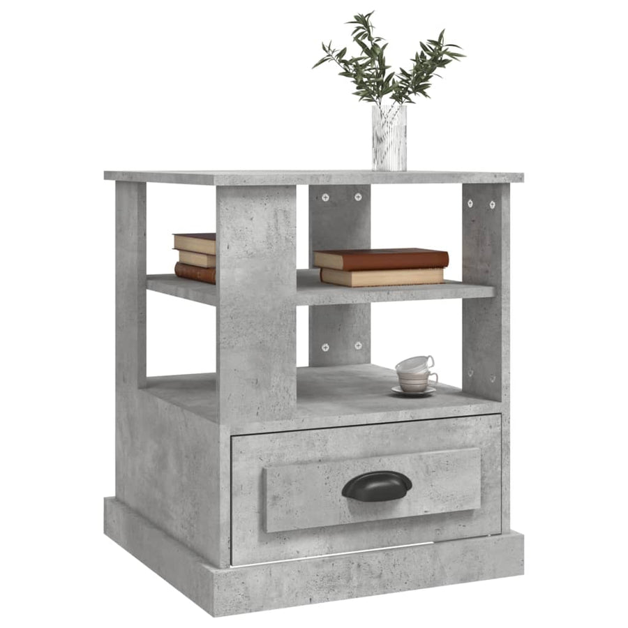 Bijzettafel 50X50X60 Cm Bewerkt Hout Betongrijs