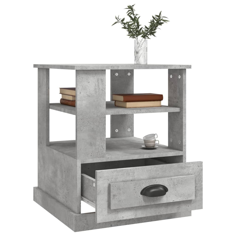 Bijzettafel 50X50X60 Cm Bewerkt Hout Betongrijs