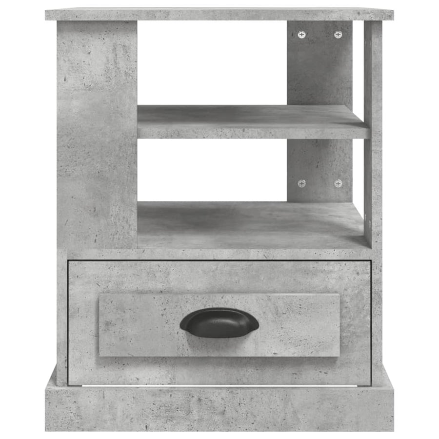 Bijzettafel 50X50X60 Cm Bewerkt Hout Betongrijs