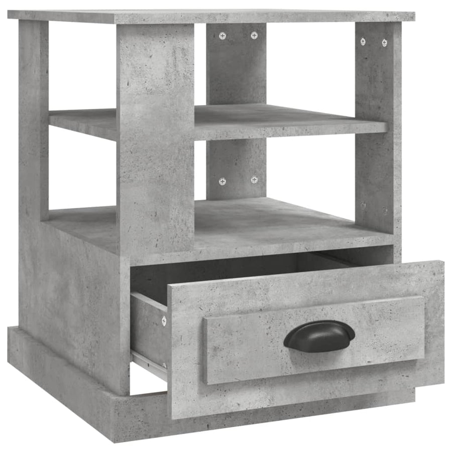 Bijzettafel 50X50X60 Cm Bewerkt Hout Betongrijs