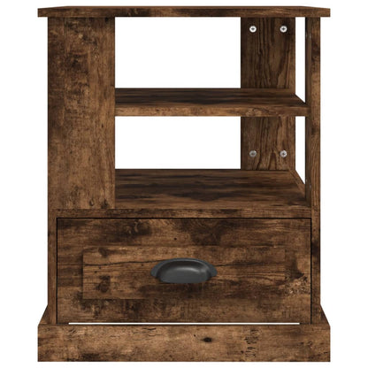 Bijzettafel 50x50x60 cm bewerkt hout gerookt eikenkleurig
