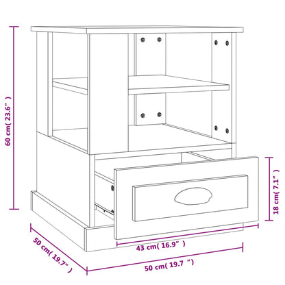 Bijzettafel 50x50x60 cm bewerkt hout gerookt eikenkleurig