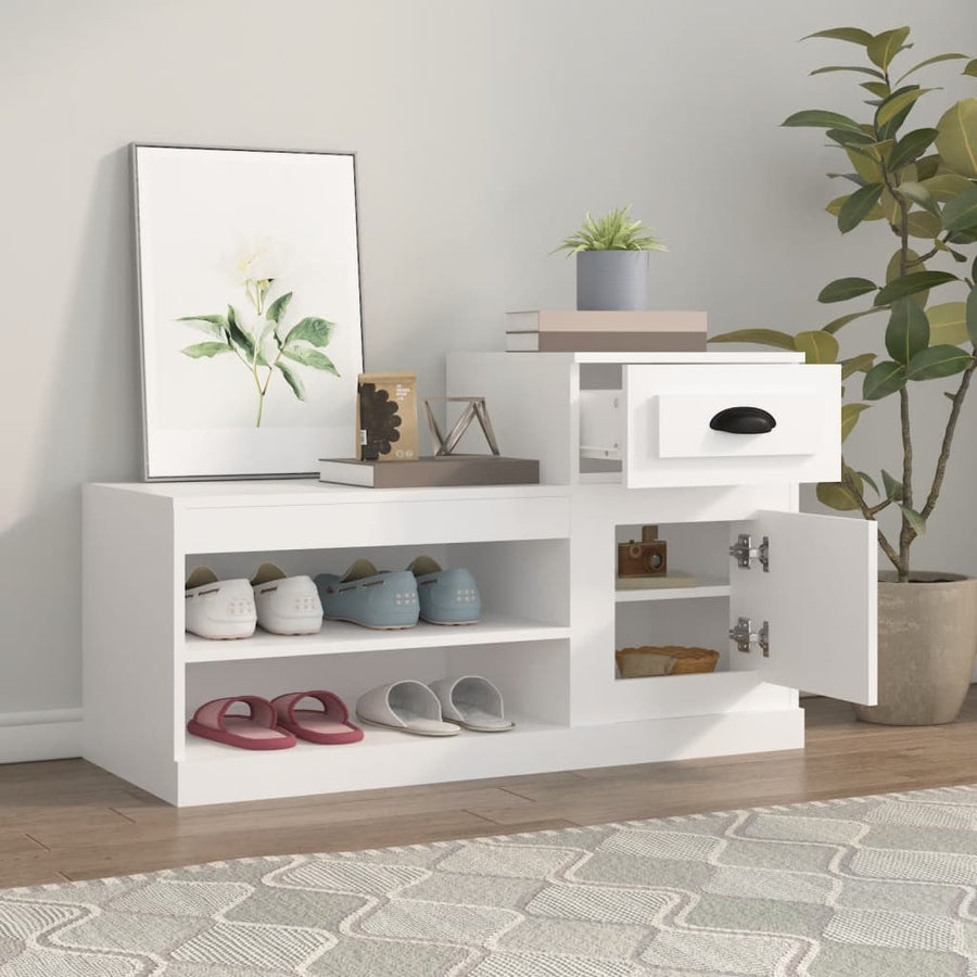 Schoenenkast 100X42X60 Cm Bewerkt Hout Wit