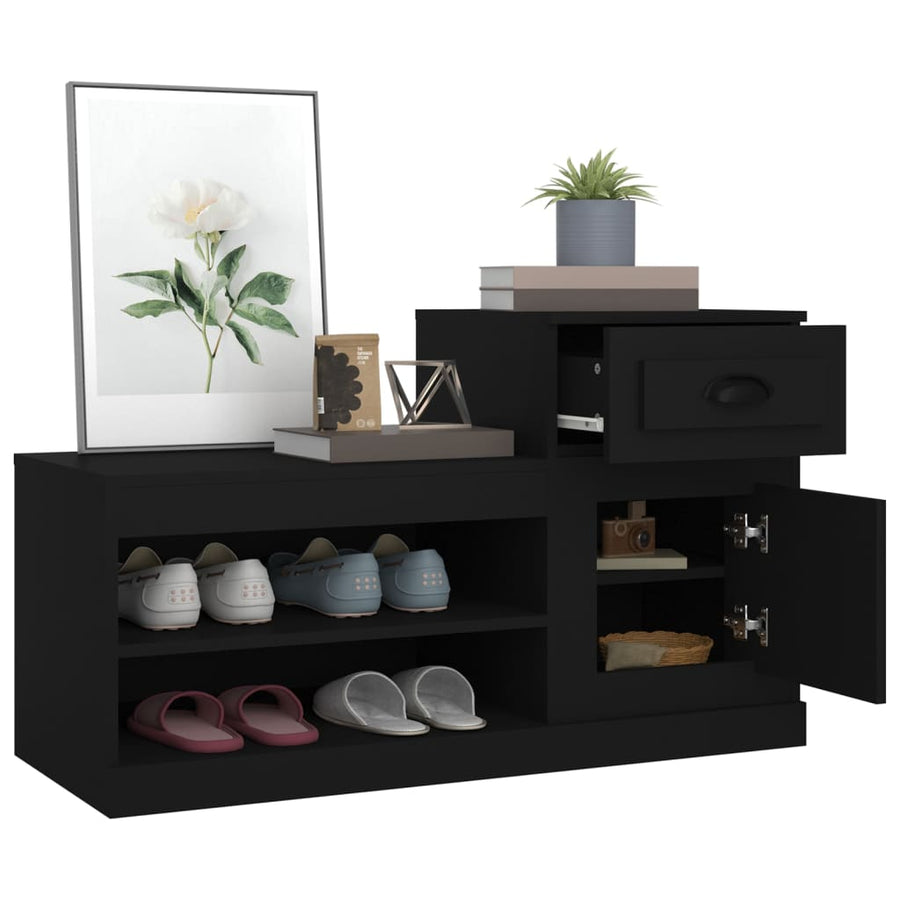 Schoenenkast 00X42X60 Cm Bewerkt Hout Zwart