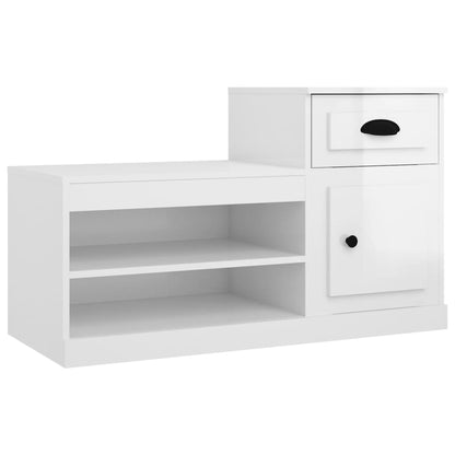 Schoenenkast 00X42X60 Cm Bewerkt Hout Hoogglans wit