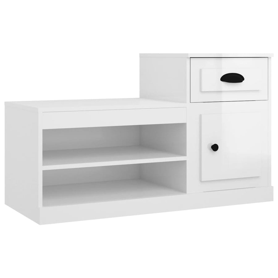 Schoenenkast 00X42X60 Cm Bewerkt Hout Hoogglans wit