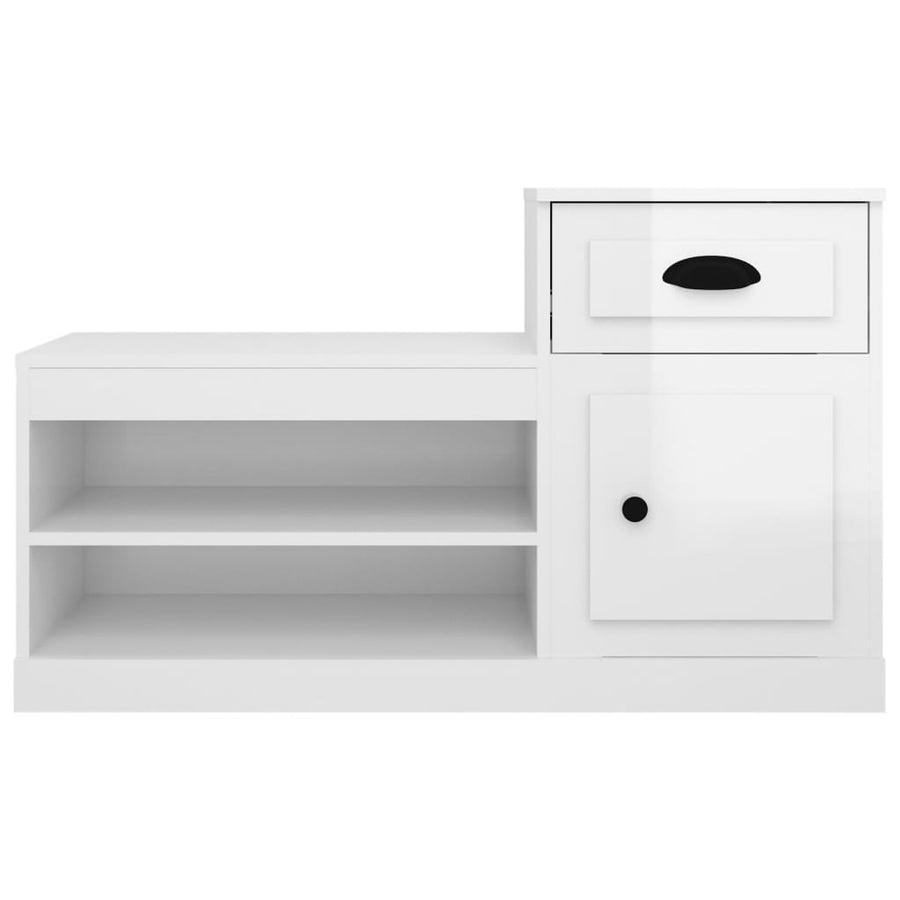 Schoenenkast 00X42X60 Cm Bewerkt Hout Hoogglans wit