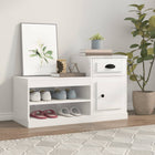 Schoenenkast 100x42x60 cm bewerkt hout hoogglans wit