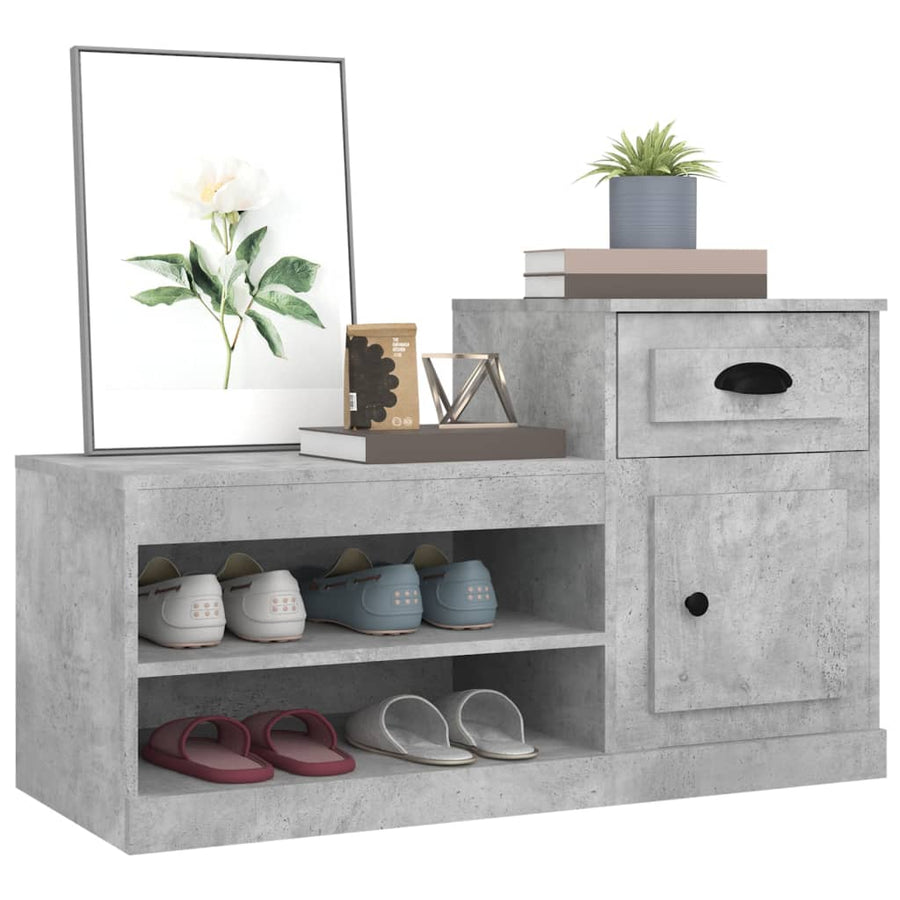 Schoenenkast 00X42X60 Cm Bewerkt Hout Betongrijs
