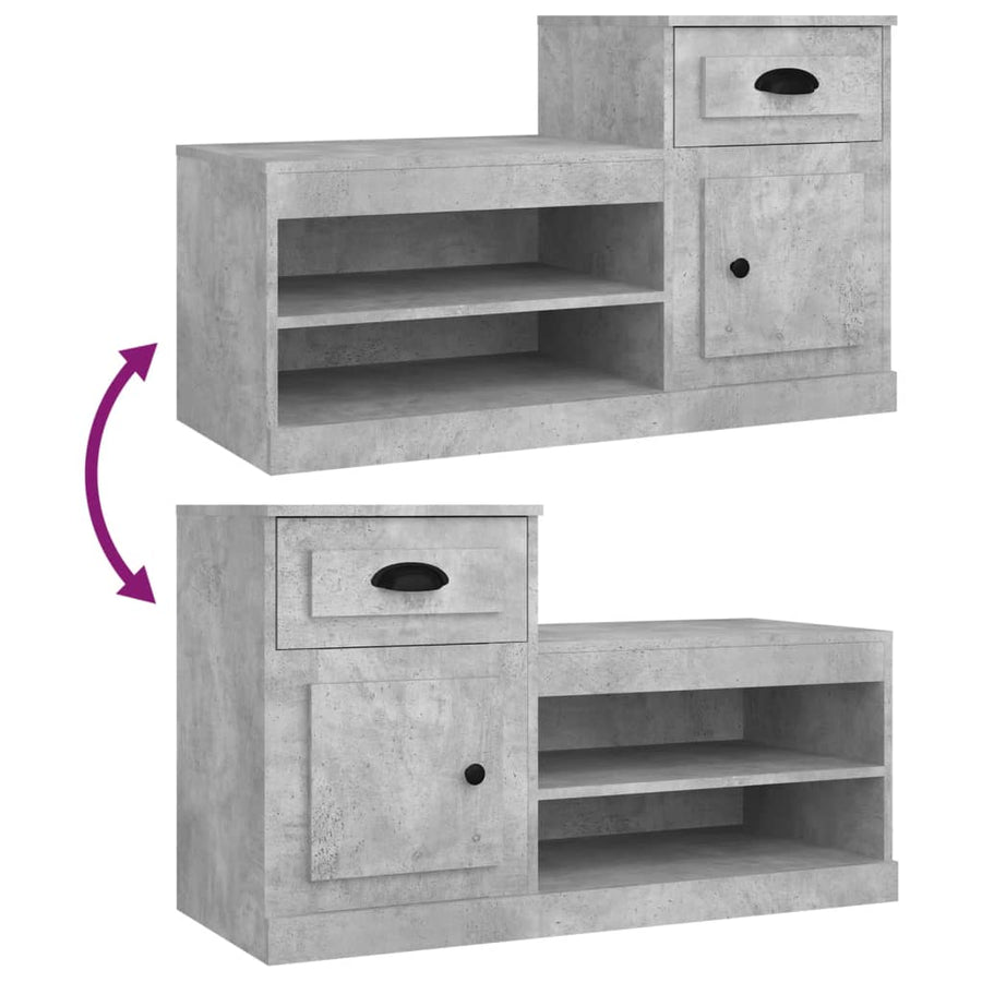 Schoenenkast 00X42X60 Cm Bewerkt Hout Betongrijs