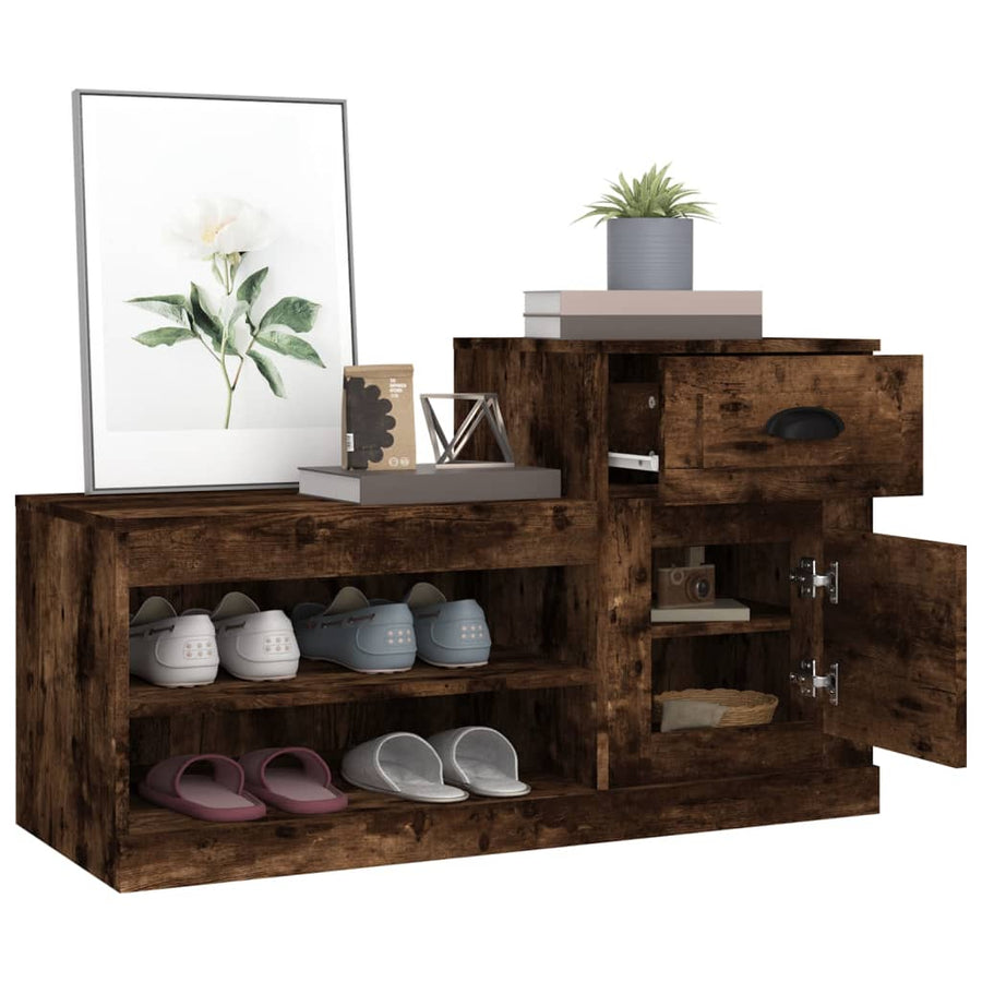 Schoenenkast 100X42X60 Cm Bewerkt Hout Gerookt Eikenkleurig
