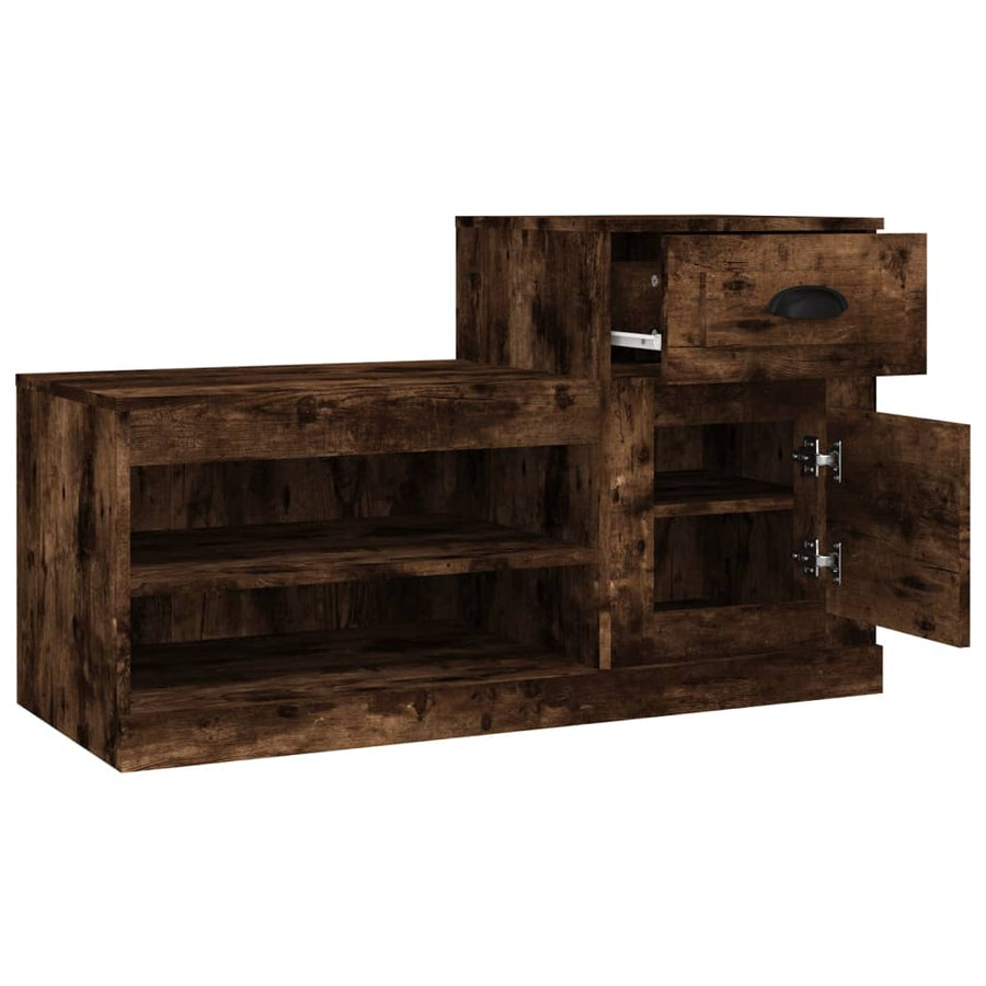 Schoenenkast 100X42X60 Cm Bewerkt Hout Gerookt Eikenkleurig
