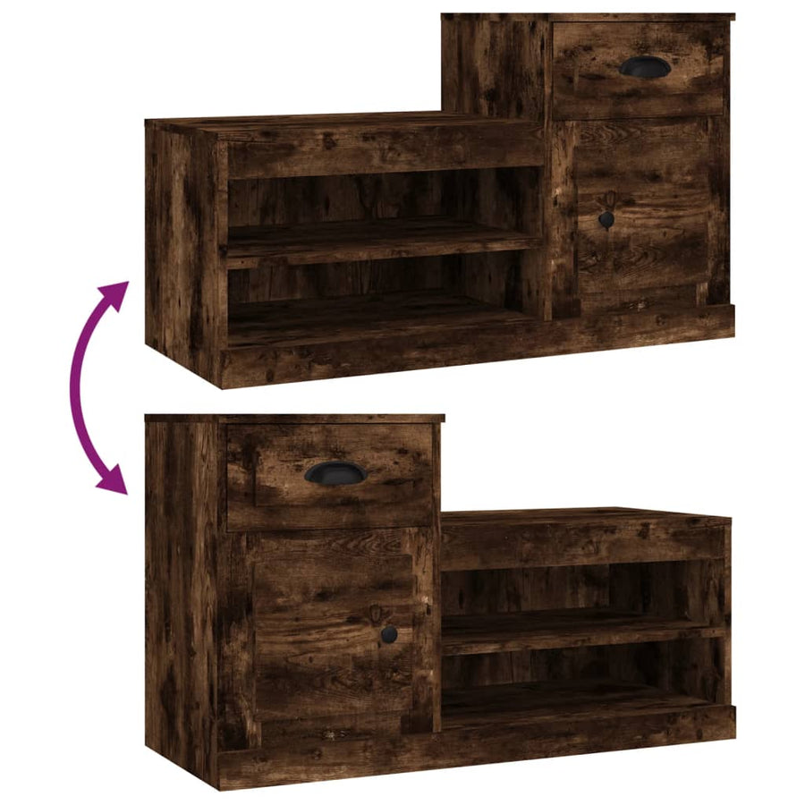 Schoenenkast 100X42X60 Cm Bewerkt Hout Gerookt Eikenkleurig
