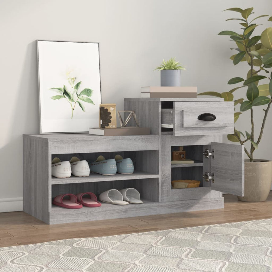 Schoenenkast 00X42X60 Cm Bewerkt Hout Eikenkleur Grijs sonoma