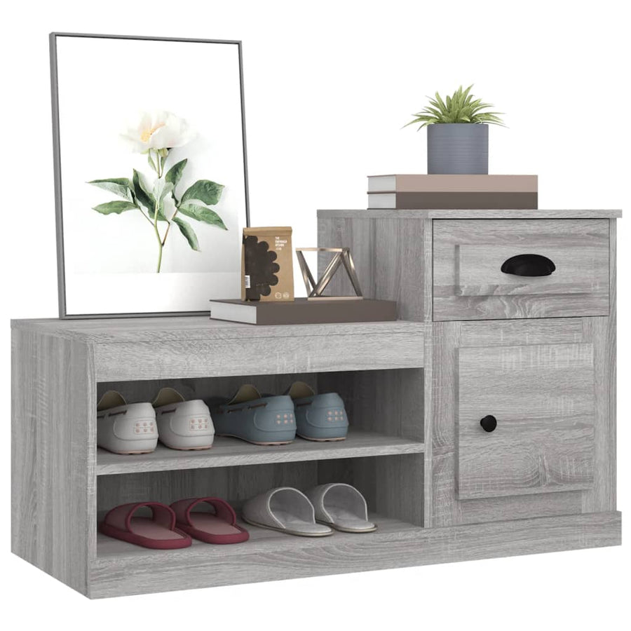 Schoenenkast 00X42X60 Cm Bewerkt Hout Eikenkleur Grijs sonoma