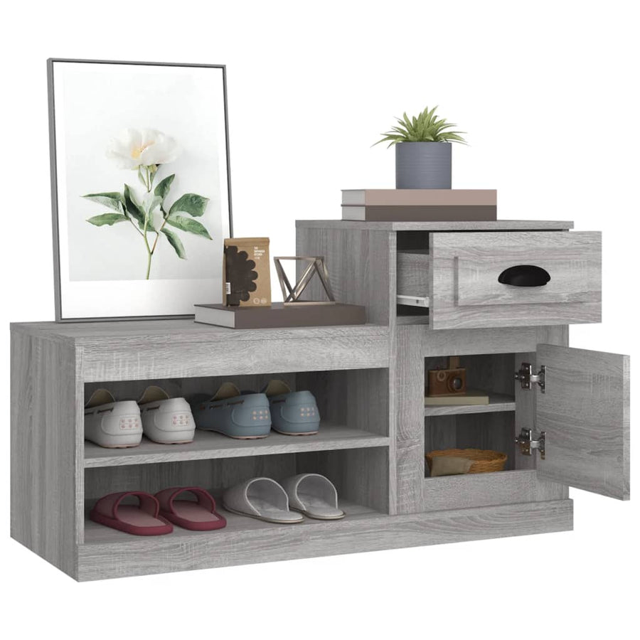 Schoenenkast 00X42X60 Cm Bewerkt Hout Eikenkleur Grijs sonoma