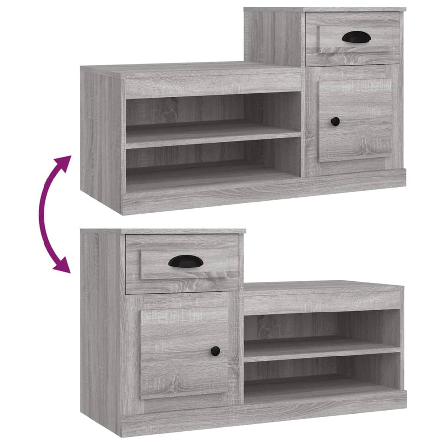 Schoenenkast 00X42X60 Cm Bewerkt Hout Eikenkleur Grijs sonoma