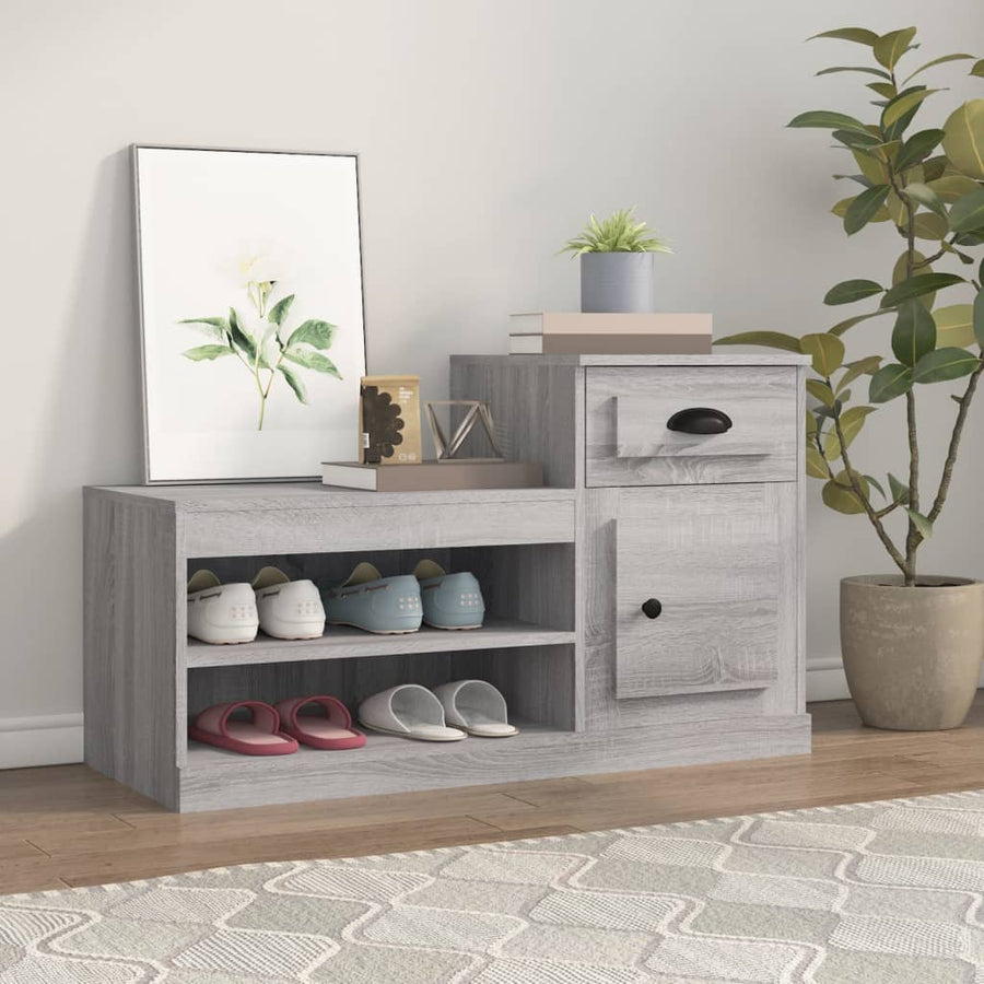 Schoenenkast 00X42X60 Cm Bewerkt Hout Eikenkleur Grijs sonoma