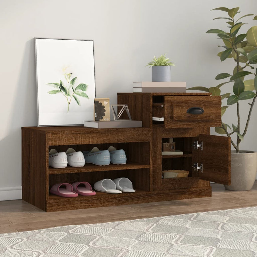Schoenenkast 100X42X60 Cm Bewerkt Hout Bruin Eikenkleur