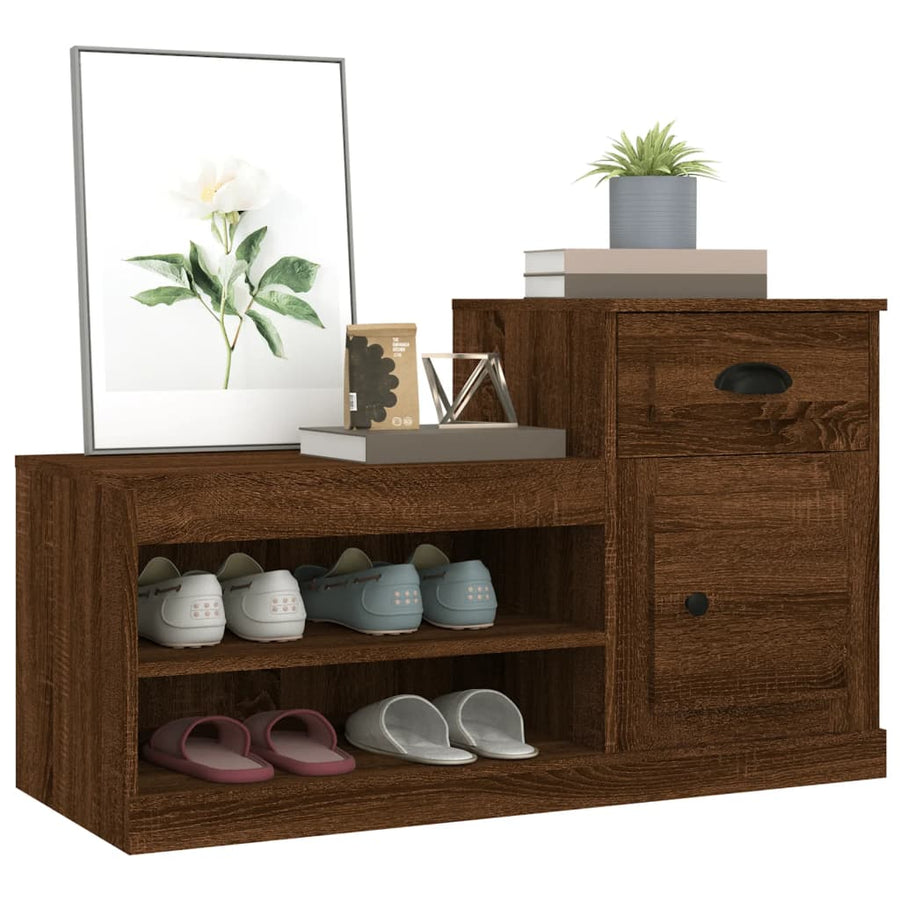 Schoenenkast 100X42X60 Cm Bewerkt Hout Bruin Eikenkleur