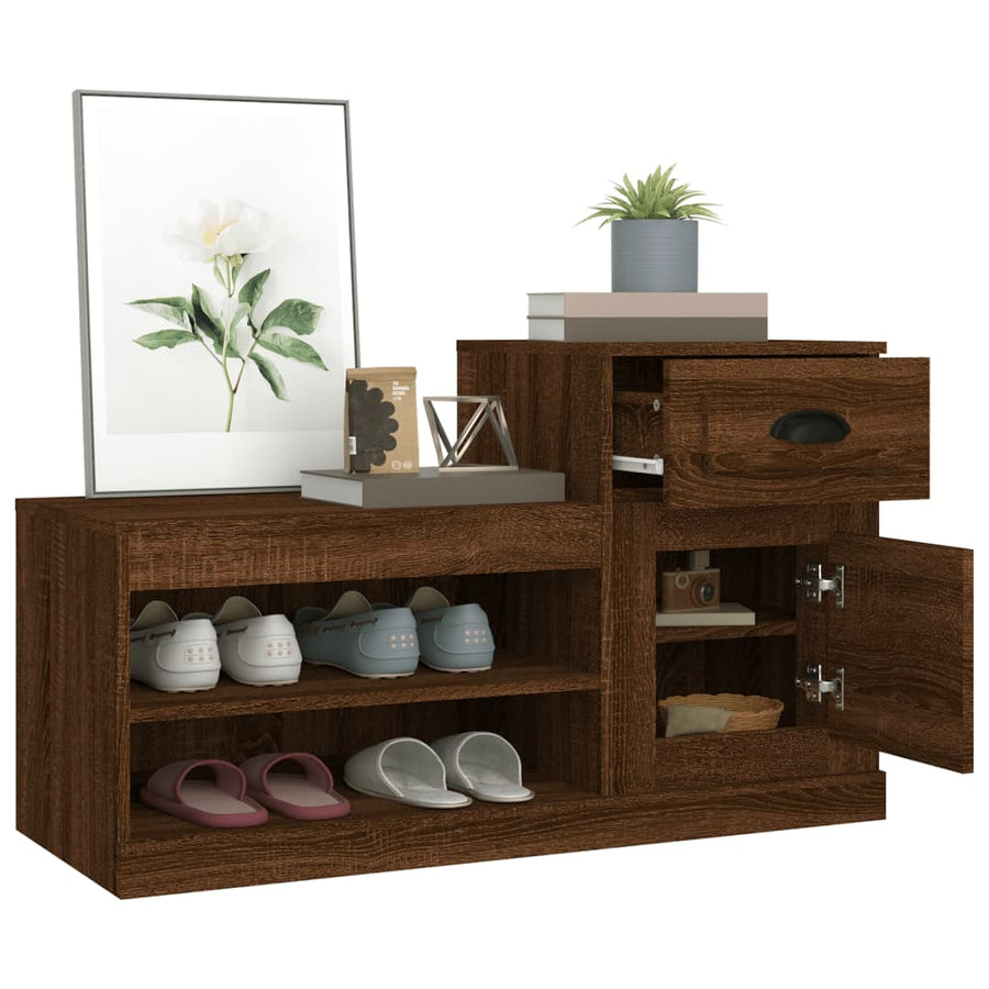 Schoenenkast 100X42X60 Cm Bewerkt Hout Bruin Eikenkleur