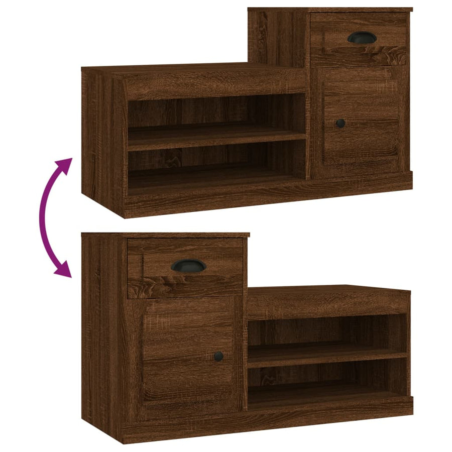 Schoenenkast 100X42X60 Cm Bewerkt Hout Bruin Eikenkleur