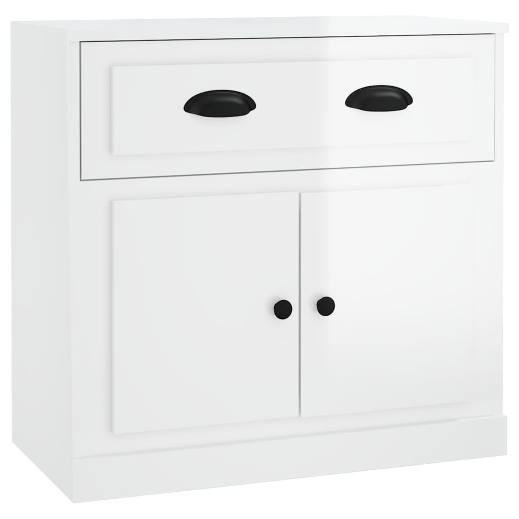 Dressoir 70X35X67,5 Cm Bewerkt Hout Hoogglans wit
