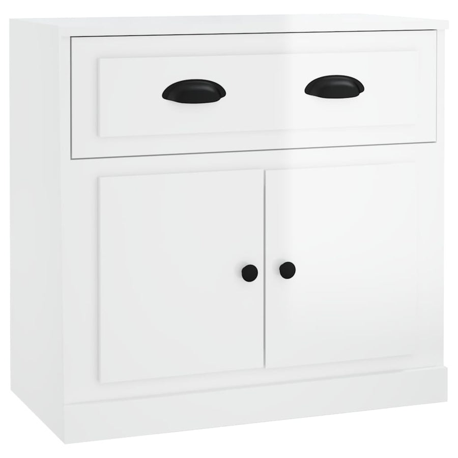 Dressoir 70X35X67,5 Cm Bewerkt Hout Hoogglans wit