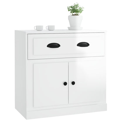 Dressoir 70X35X67,5 Cm Bewerkt Hout Hoogglans wit