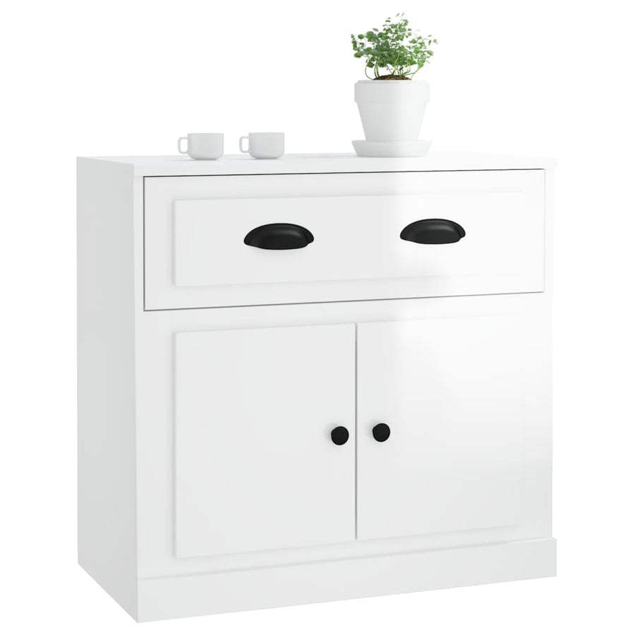 Dressoir 70X35X67,5 Cm Bewerkt Hout Hoogglans wit