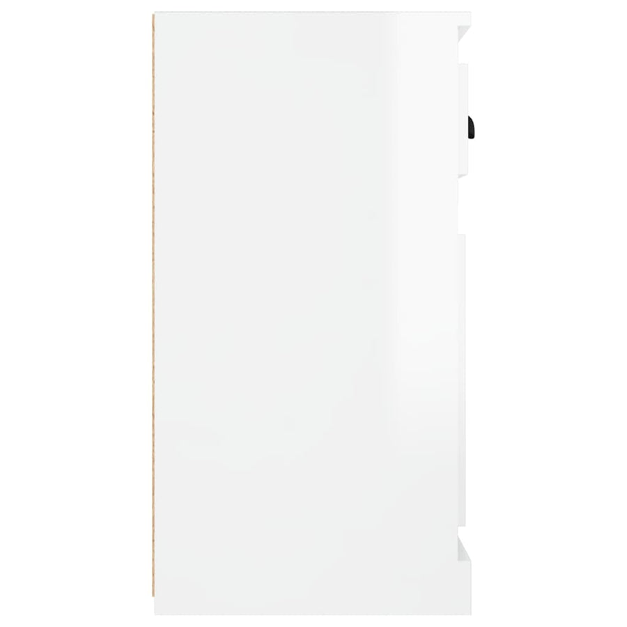 Dressoir 70X35X67,5 Cm Bewerkt Hout Hoogglans wit