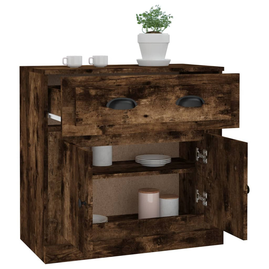 Dressoir 70x35,5x67,5 cm bewerkt hout gerookt eikenkleurig