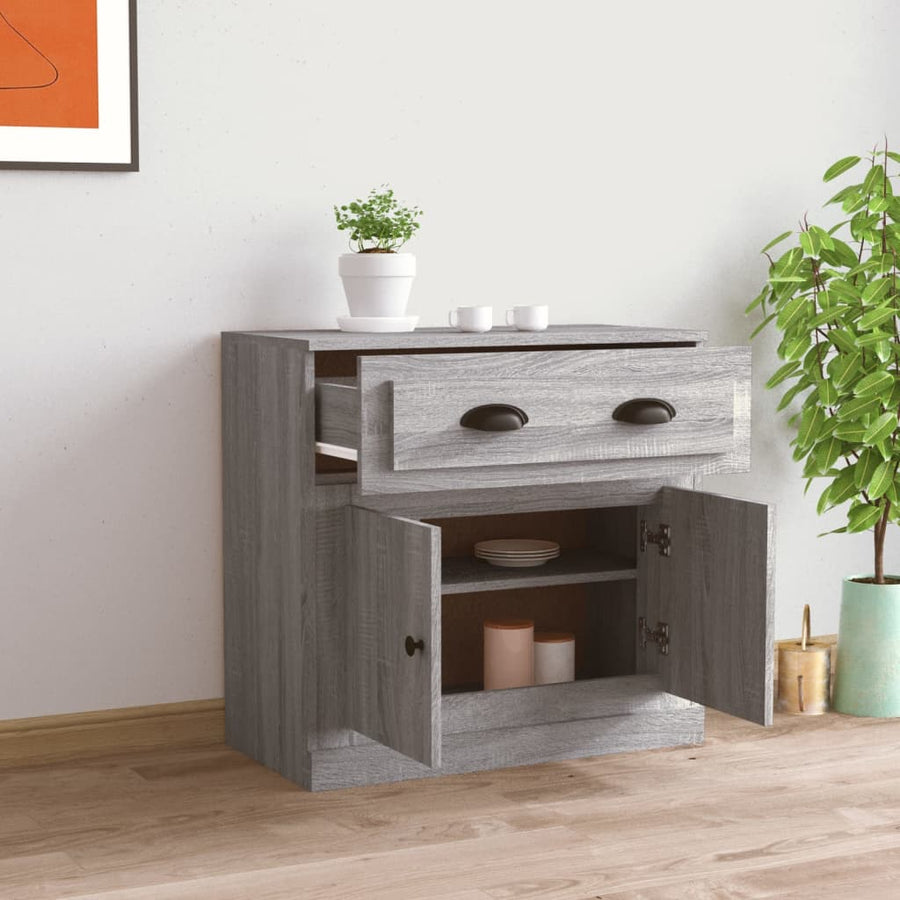 Dressoir 70X35,5X67,5 Cm Bewerkt Hout Eikenkleurig Grijs sonoma