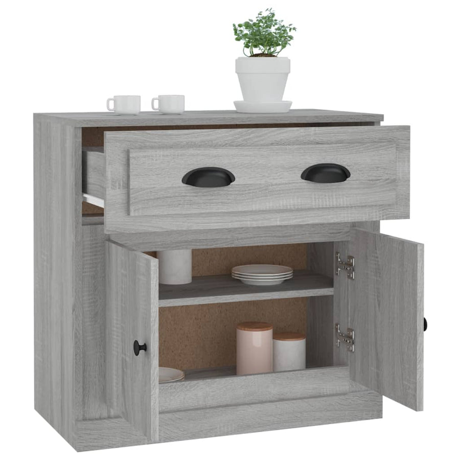 Dressoir 70X35,5X67,5 Cm Bewerkt Hout Eikenkleurig Grijs sonoma