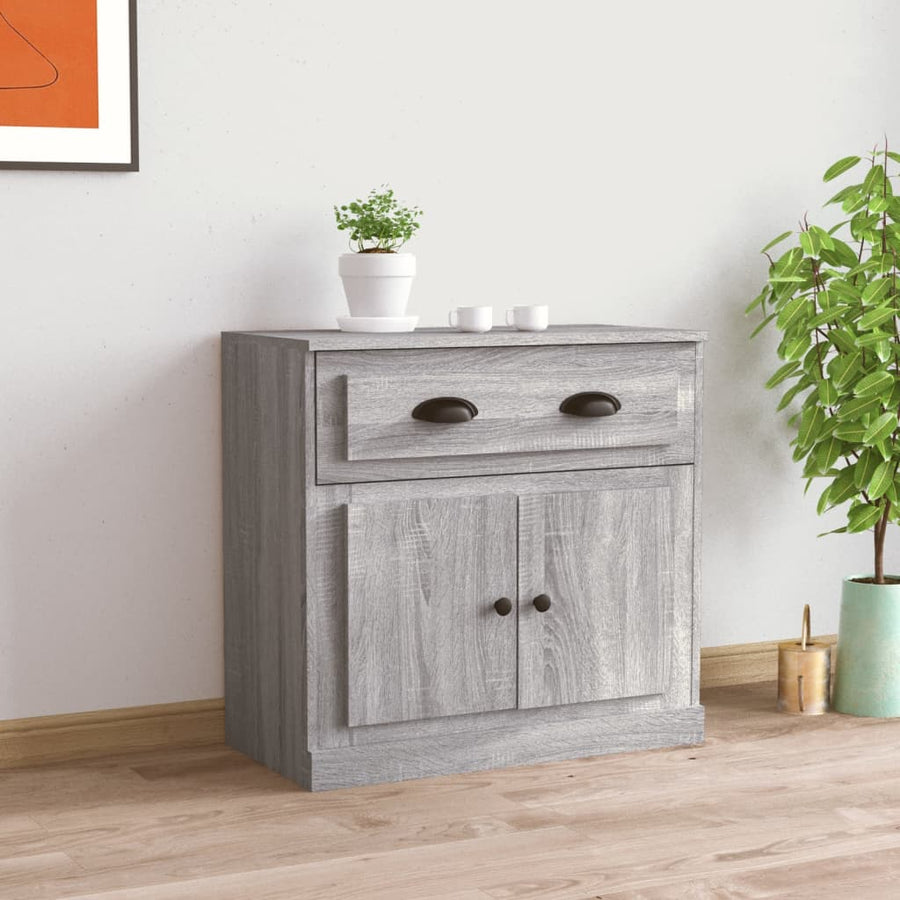 Dressoir 70X35,5X67,5 Cm Bewerkt Hout Eikenkleurig Grijs sonoma