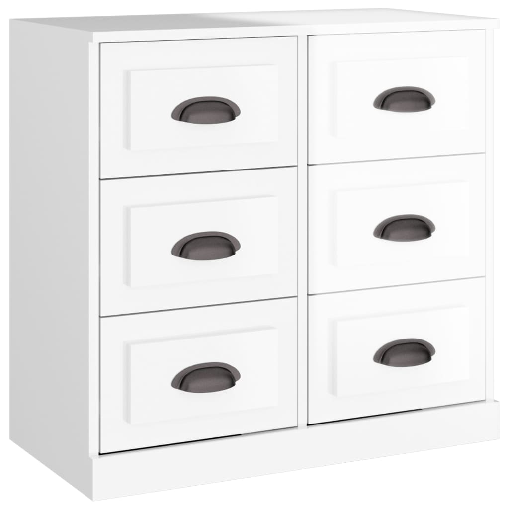 Dressoir 70X35X67,5 Cm Bewerkt Hout Hoogglans Wit