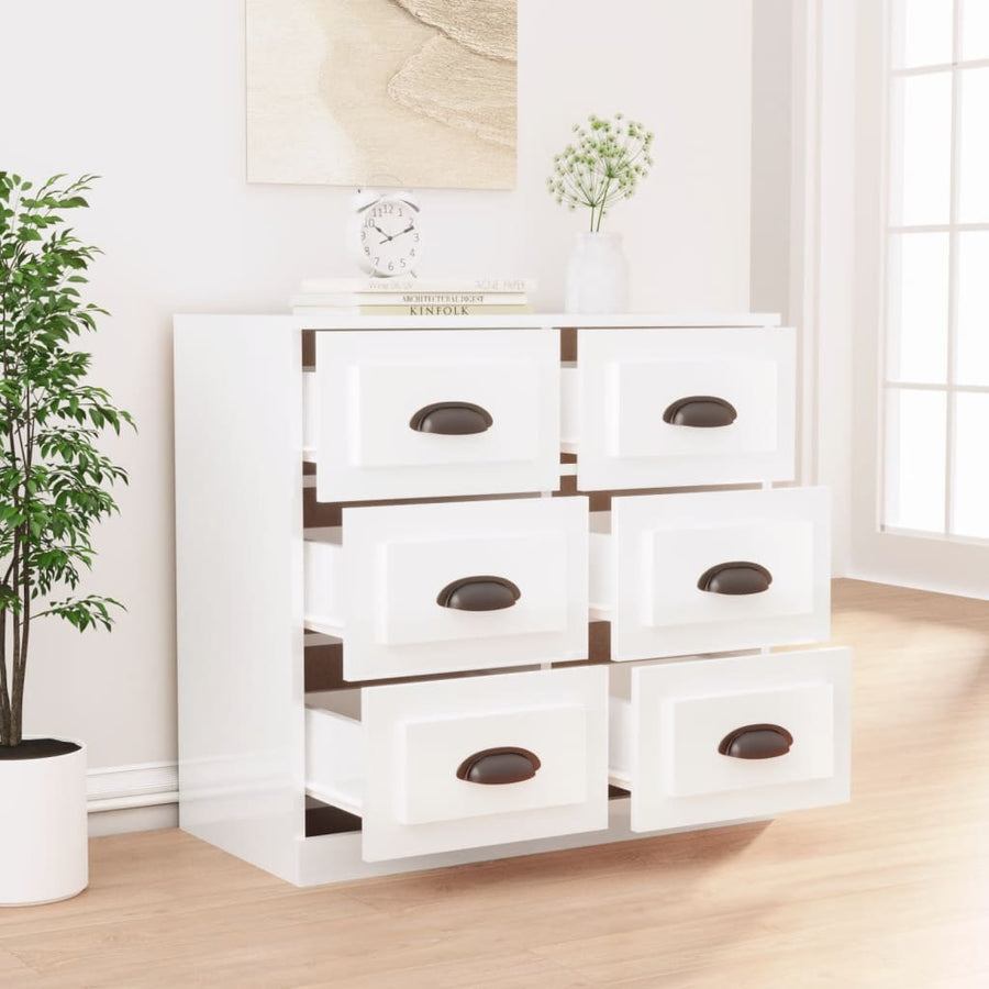 Dressoir 70X35X67,5 Cm Bewerkt Hout Hoogglans Wit