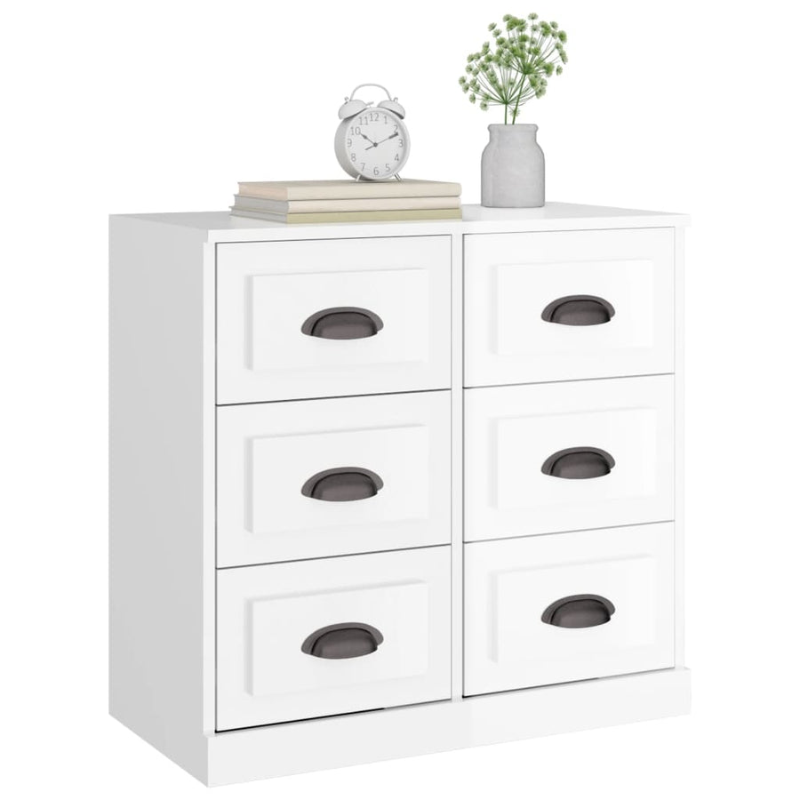 Dressoir 70X35X67,5 Cm Bewerkt Hout Hoogglans Wit