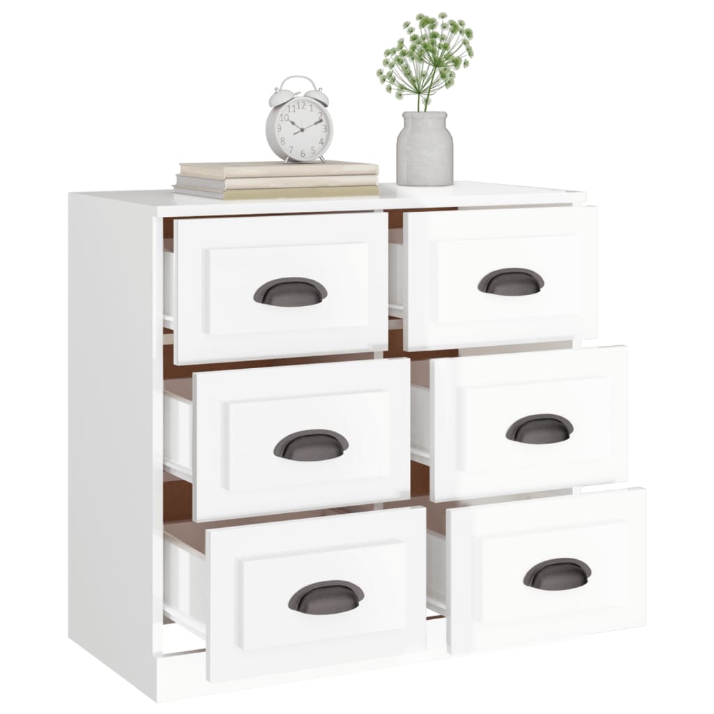 Dressoir 70X35X67,5 Cm Bewerkt Hout Hoogglans Wit