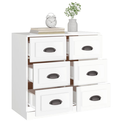 Dressoir 70X35X67,5 Cm Bewerkt Hout Hoogglans Wit