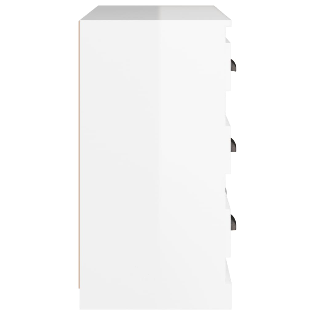 Dressoir 70X35X67,5 Cm Bewerkt Hout Hoogglans Wit