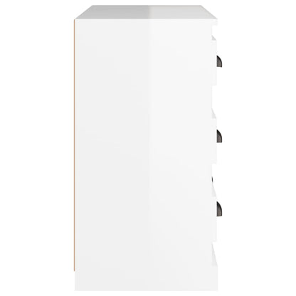 Dressoir 70X35X67,5 Cm Bewerkt Hout Hoogglans Wit