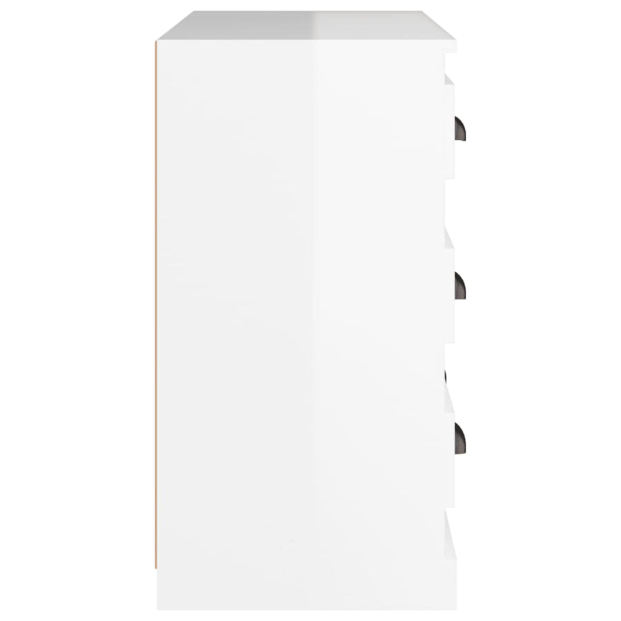 Dressoir 70X35X67,5 Cm Bewerkt Hout Hoogglans Wit