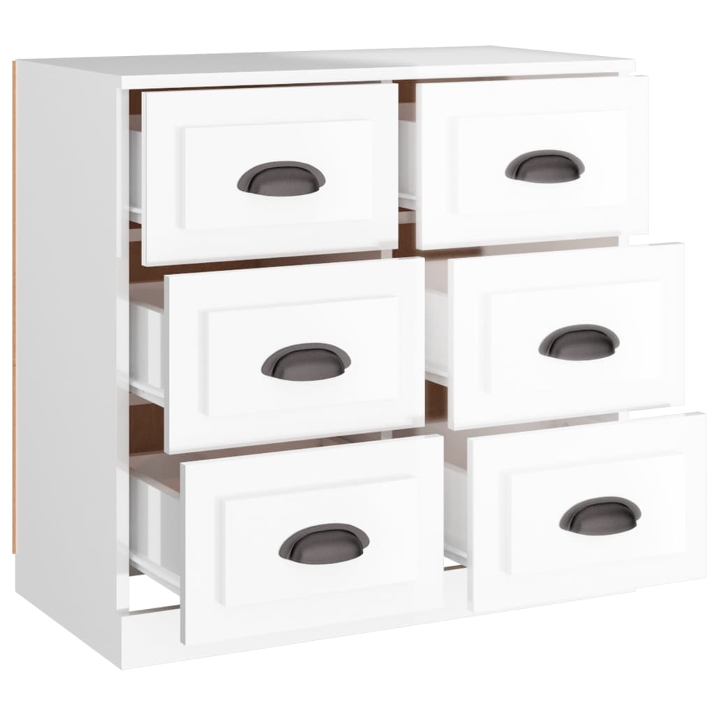 Dressoir 70X35X67,5 Cm Bewerkt Hout Hoogglans Wit