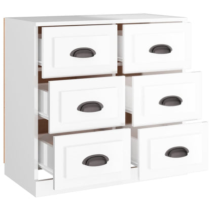 Dressoir 70X35X67,5 Cm Bewerkt Hout Hoogglans Wit